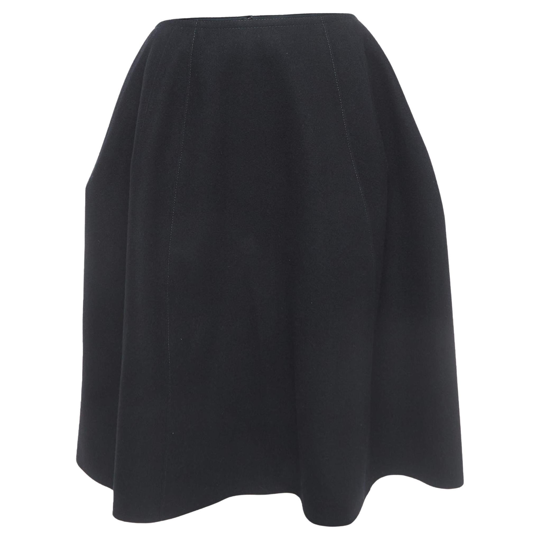 Louis Vuitton Vintage Black Wool Mid-Length Skirt S For Sale