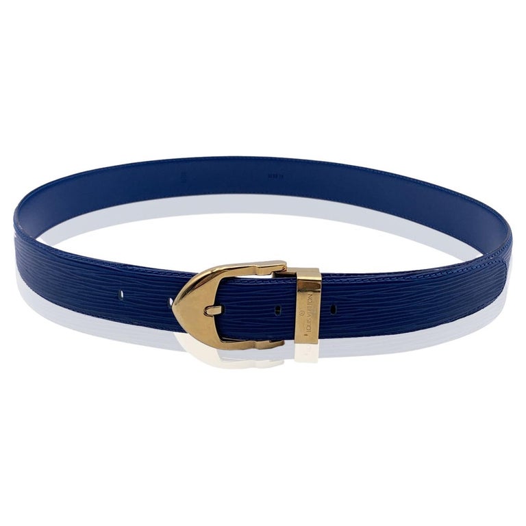 Louis Vuitton Vintage Blue Epi Belt Gold Metal Buckle Size 85/34 For ...
