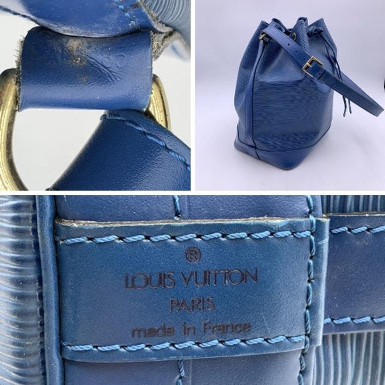 Women's Louis Vuitton Vintage Blue Epi Leather Noe Noé Bucket Shoulder Bag For Sale