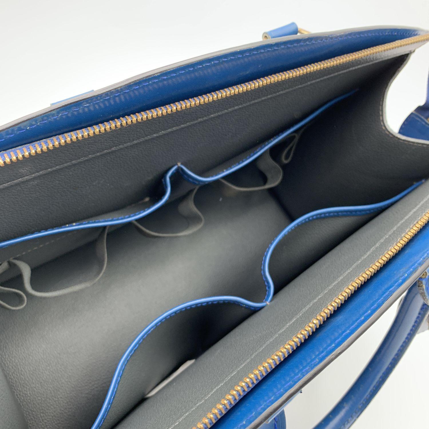 Louis Vuitton Vintage Blue Epi Leather Riviera Satchel Bag Handbag For