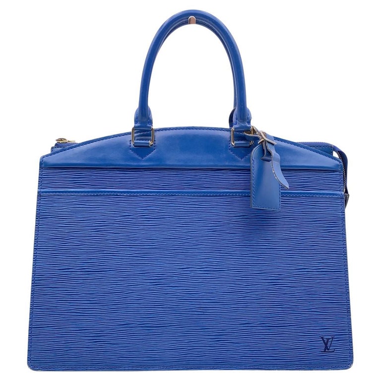 Louis Vuitton Vintage Blue Epi Leather Riviera Satchel Bag Handbag For