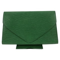 Louis Vuitton Vintage Borneo Green Epi Leather Art Deco Clutch Bag