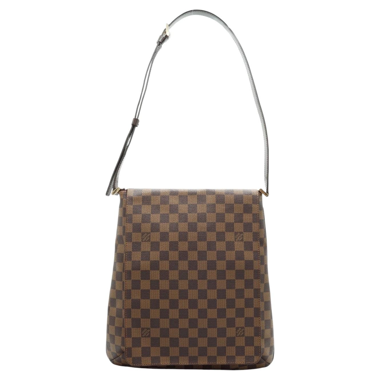 Sac à bandoulière Louis Vuitton vintage « Musette » en Damier Ébène marron en vente