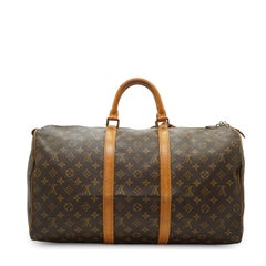 Louis Vuitton Vintage Brown Monogram Canvas Keepall 50 Duffle Travel Bag