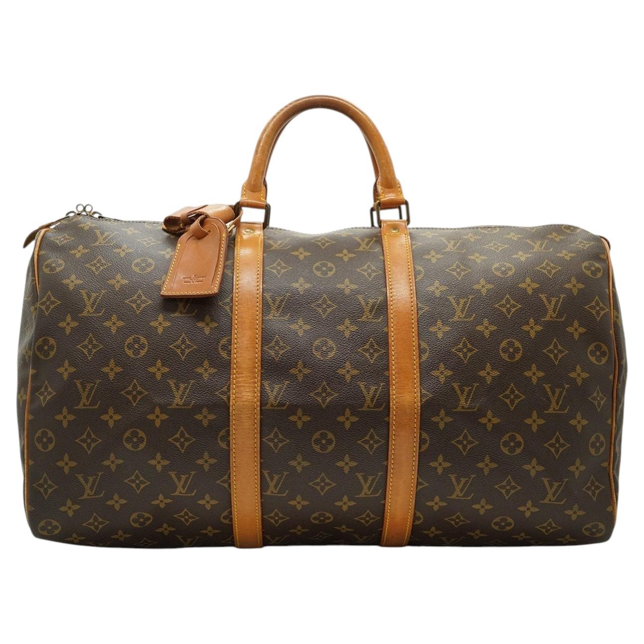 Bolsa de viaje Keepall 50 de Louis Vuitton, de lona Monogram marrón vintage en venta