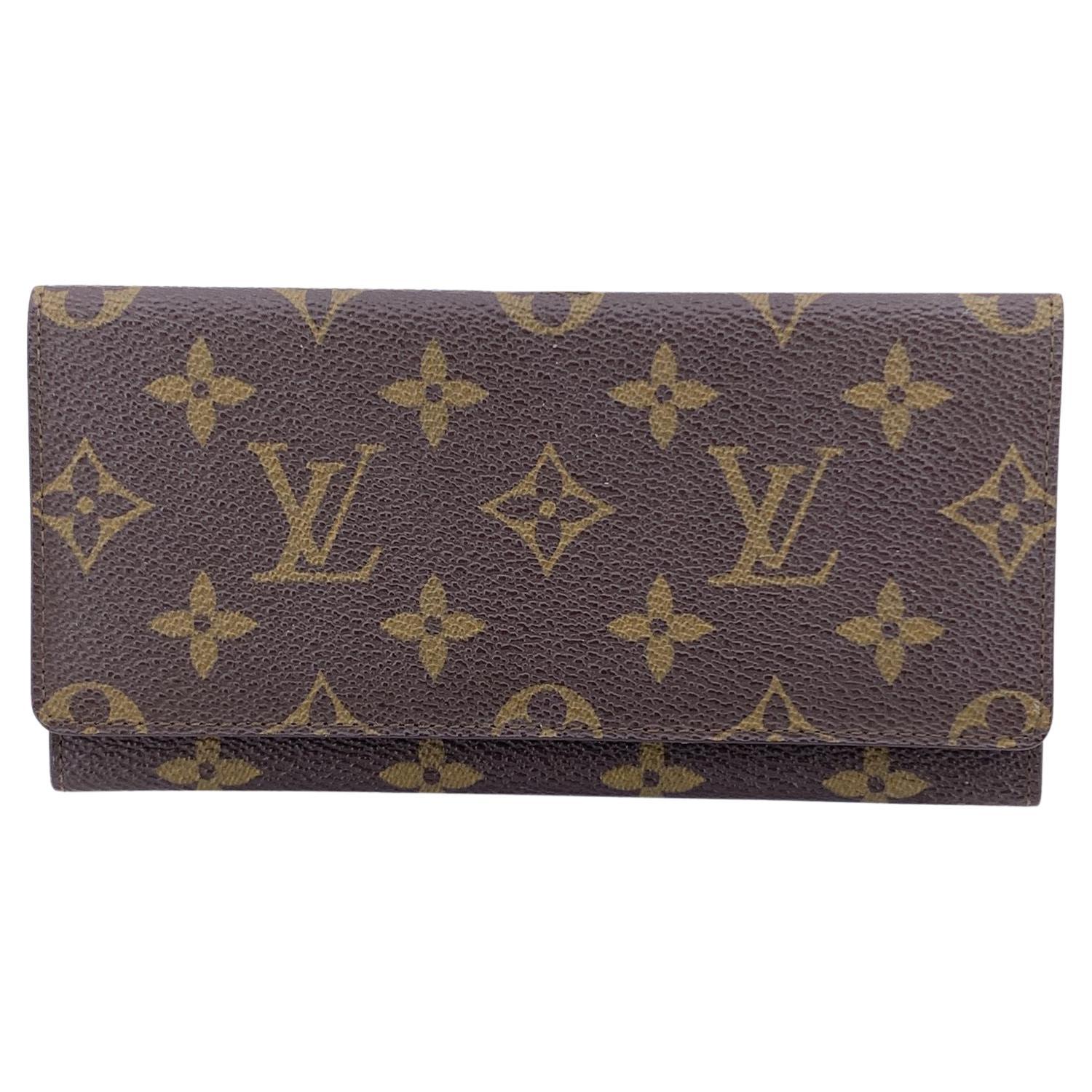 Louis Vuitton Vintage Brown Monogramm Canvas lange Bifold Bill Brieftasche im Angebot