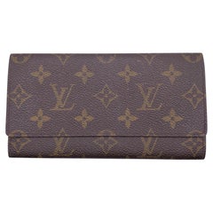 Louis Vuitton Vintage Brown Monogram Canvas Long Bifold Bill Wallet