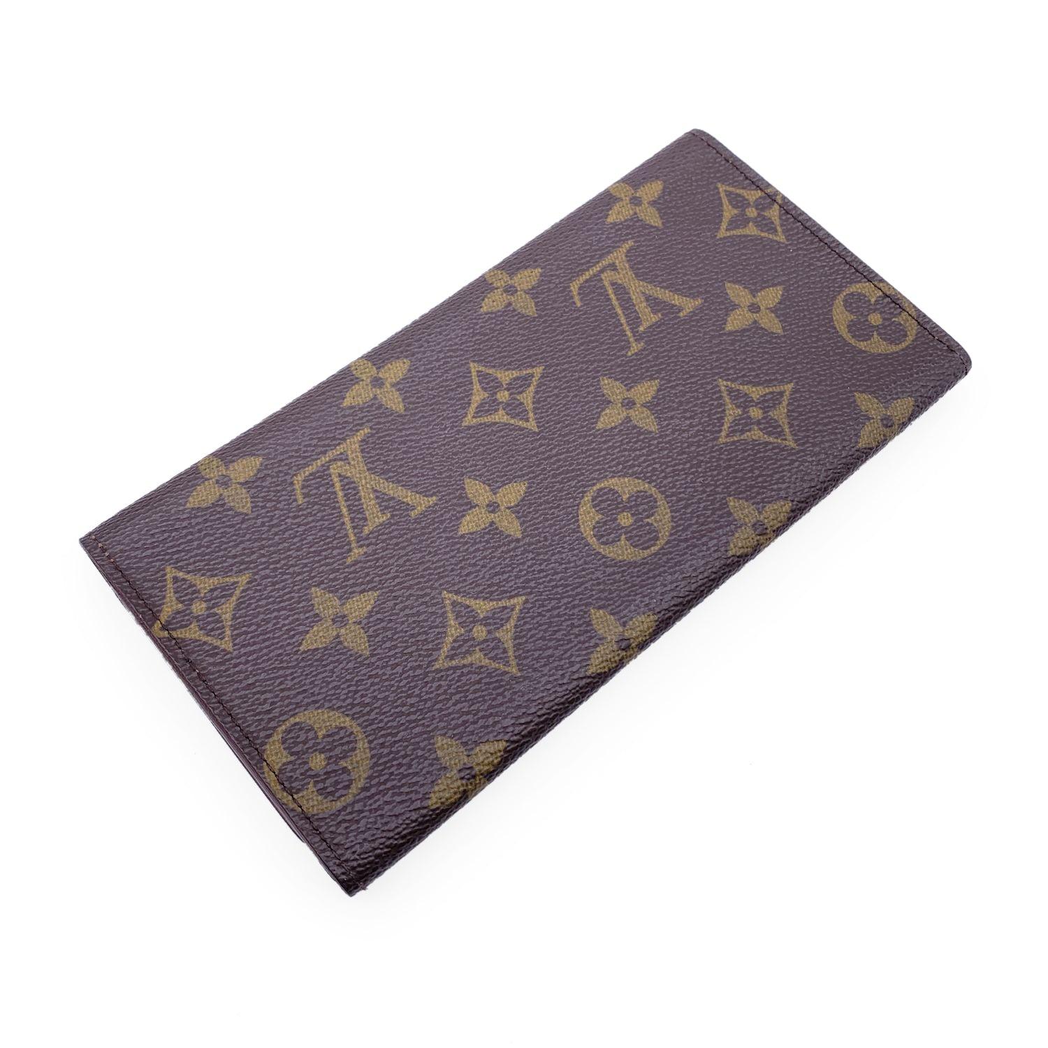 Louis Vuitton Vintage Brown Monogram Canvas Long Bill Wallet In Good Condition In Rome, Rome