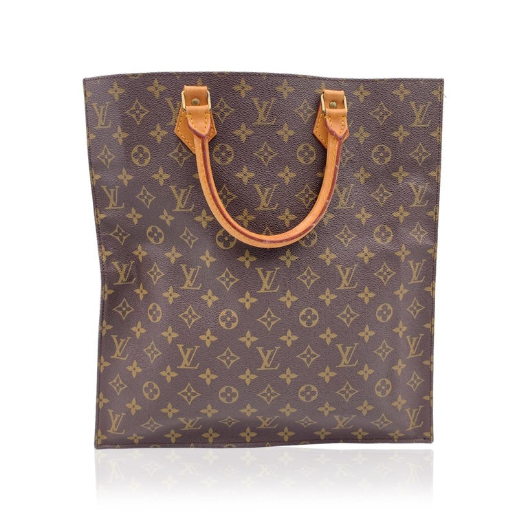 Louis Vuitton Vintage Brown Monogram Canvas Sac Plat GM Tote Bag For