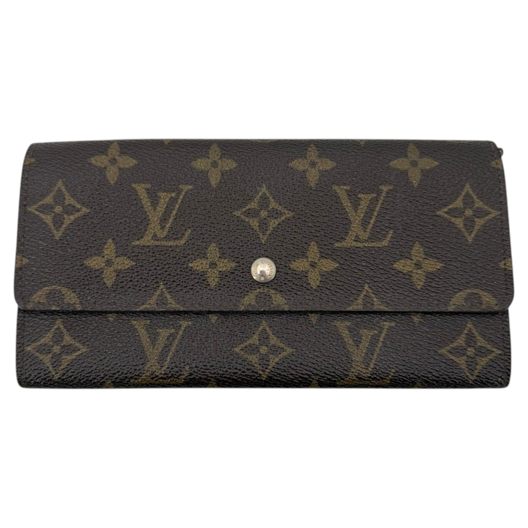 Portafoglio Louis Vuitton Vintage in tela Monogram marrone Sarah