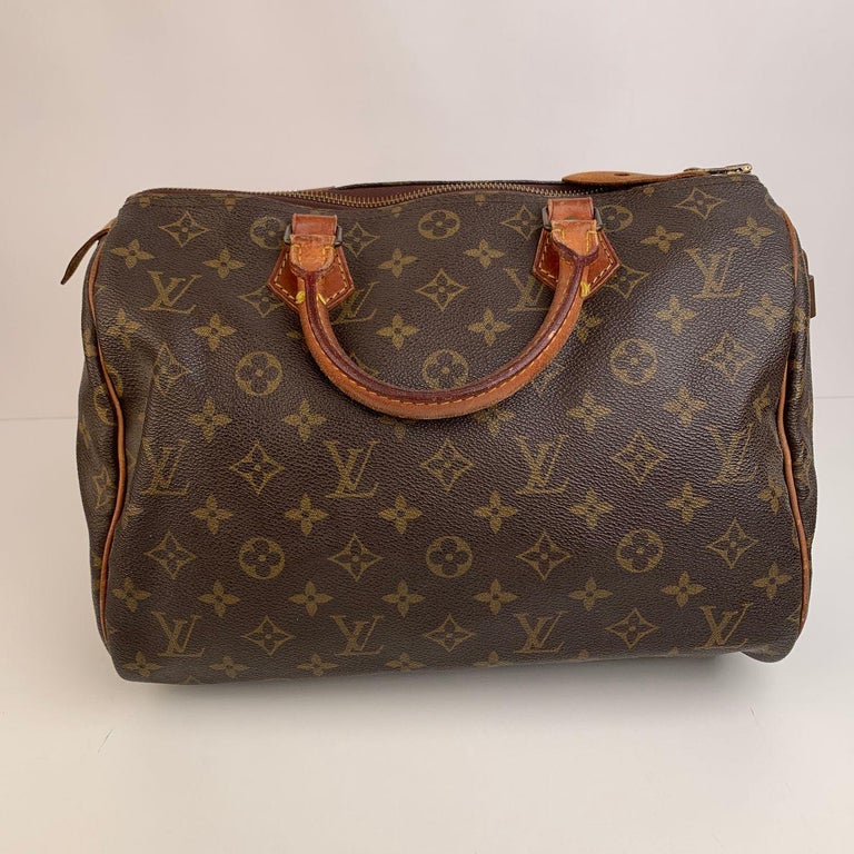 Louis Vuitton Vintage Brown Monogram Canvas Speedy 30 Bag For Sale