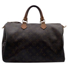 Louis Vuitton Vintage Brown Monogram Canvas Speedy 35 Bag Satchel