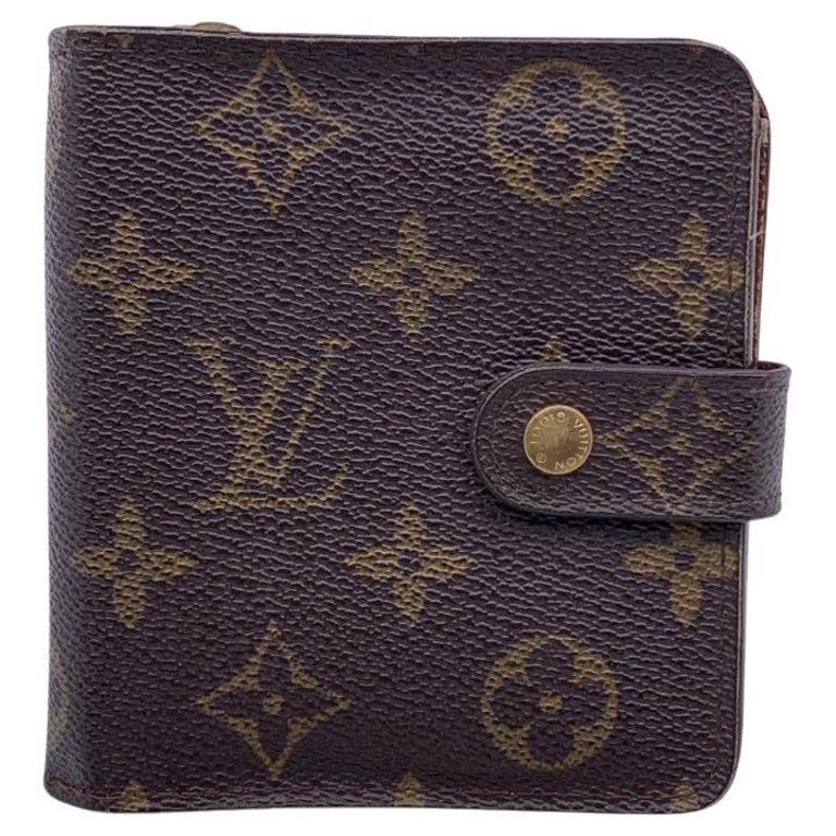 Louis Vuitton Vintage Brown Monogram Canvas Zip Compact Wallet For