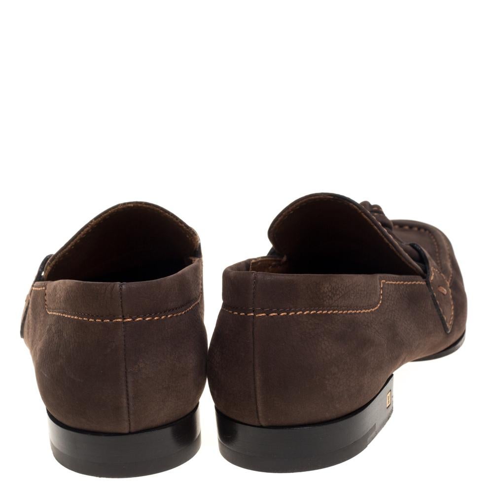 Black Louis Vuitton Vintage Brown Nubuck Slip On Loafers Size 44