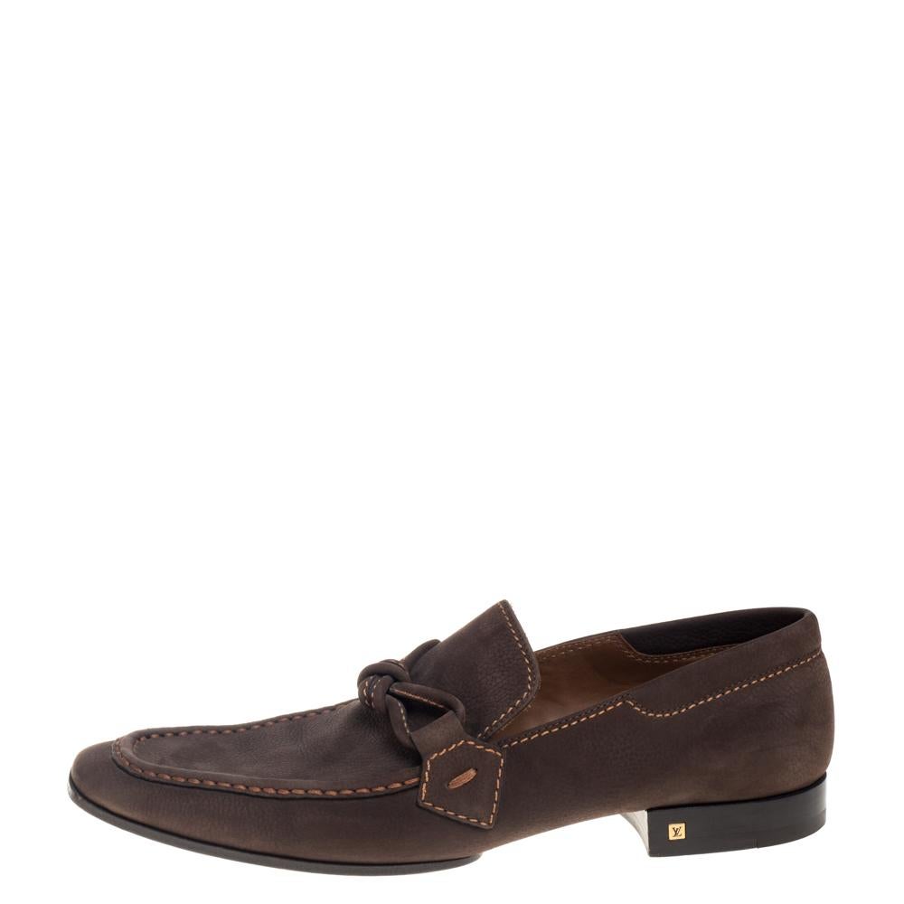 Men's Louis Vuitton Vintage Brown Nubuck Slip On Loafers Size 44
