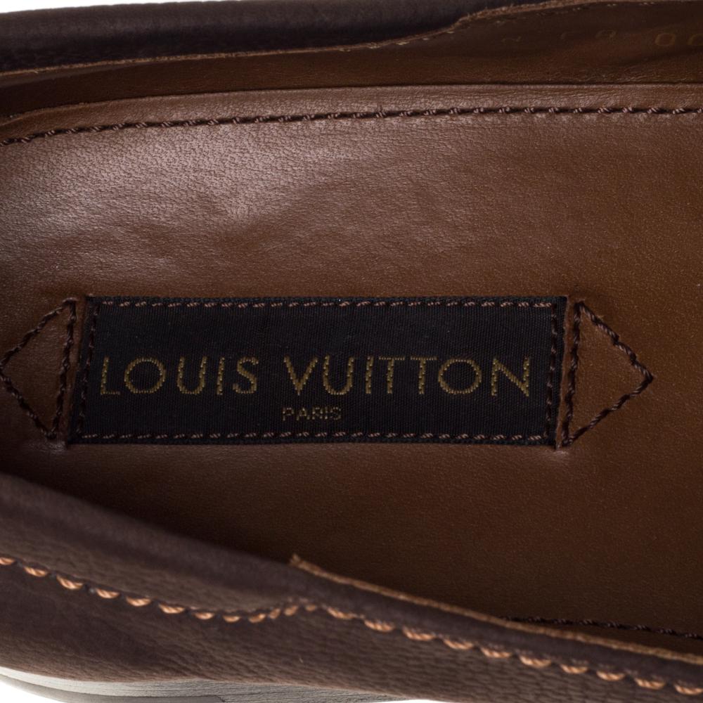 Louis Vuitton Vintage Brown Nubuck Slip On Loafers Size 44 1