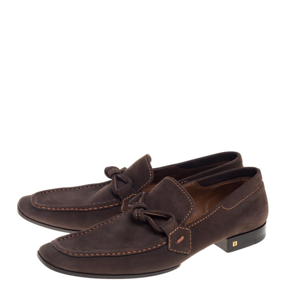 Louis Vuitton Vintage Brown Nubuck Slip On Loafers Size 44 2