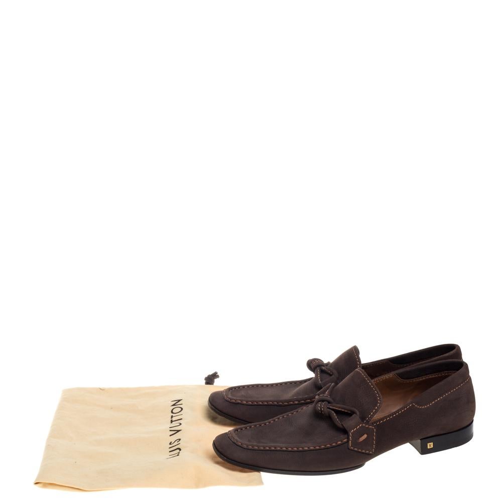 Louis Vuitton Vintage Brown Nubuck Slip On Loafers Size 44 3