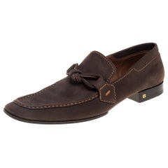 Louis Vuitton Vintage Brown Nubuck Slip On Loafers Size 44