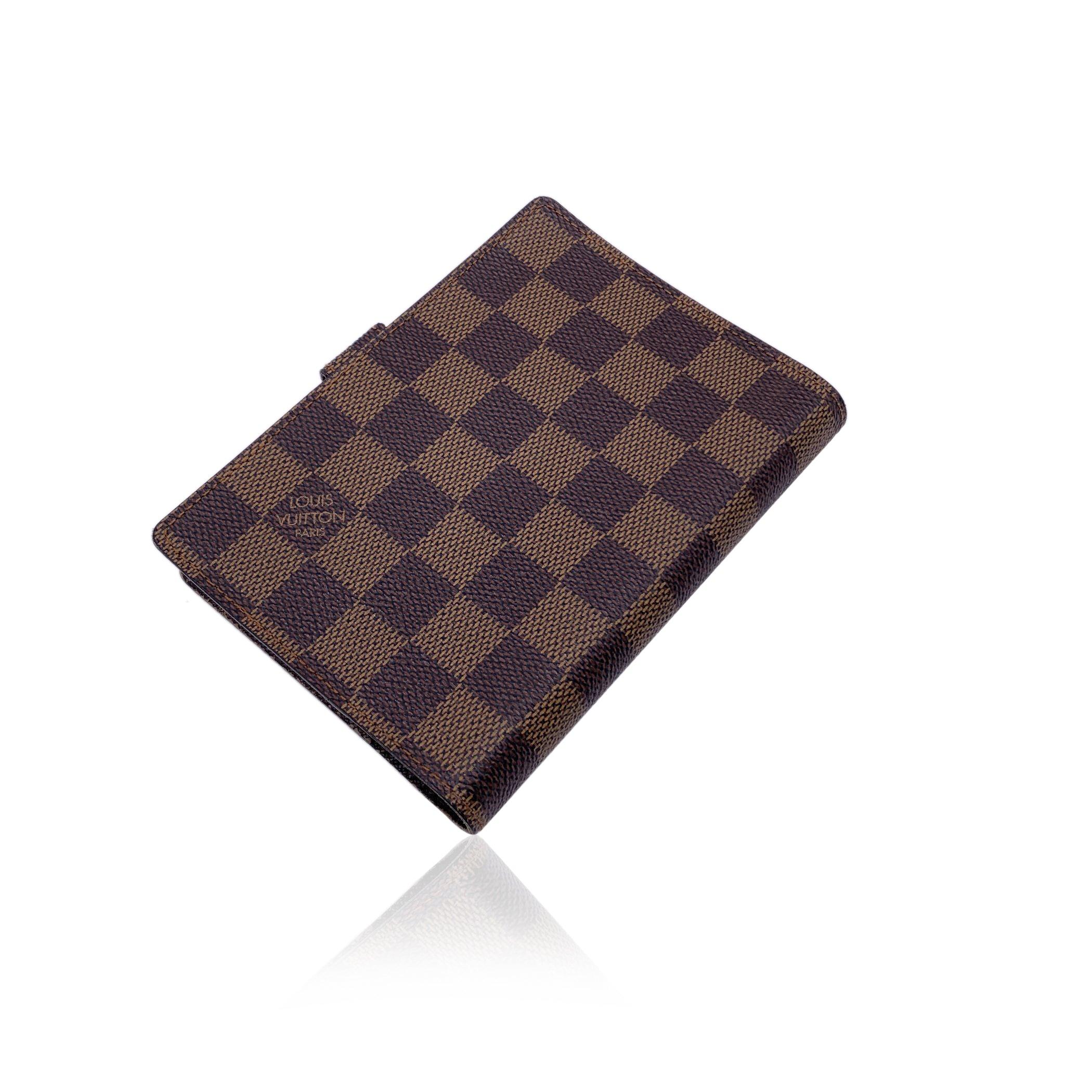 Black Louis Vuitton Vintage Damier Ebene Canvas 6 Ring Agenda Cover PM For Sale