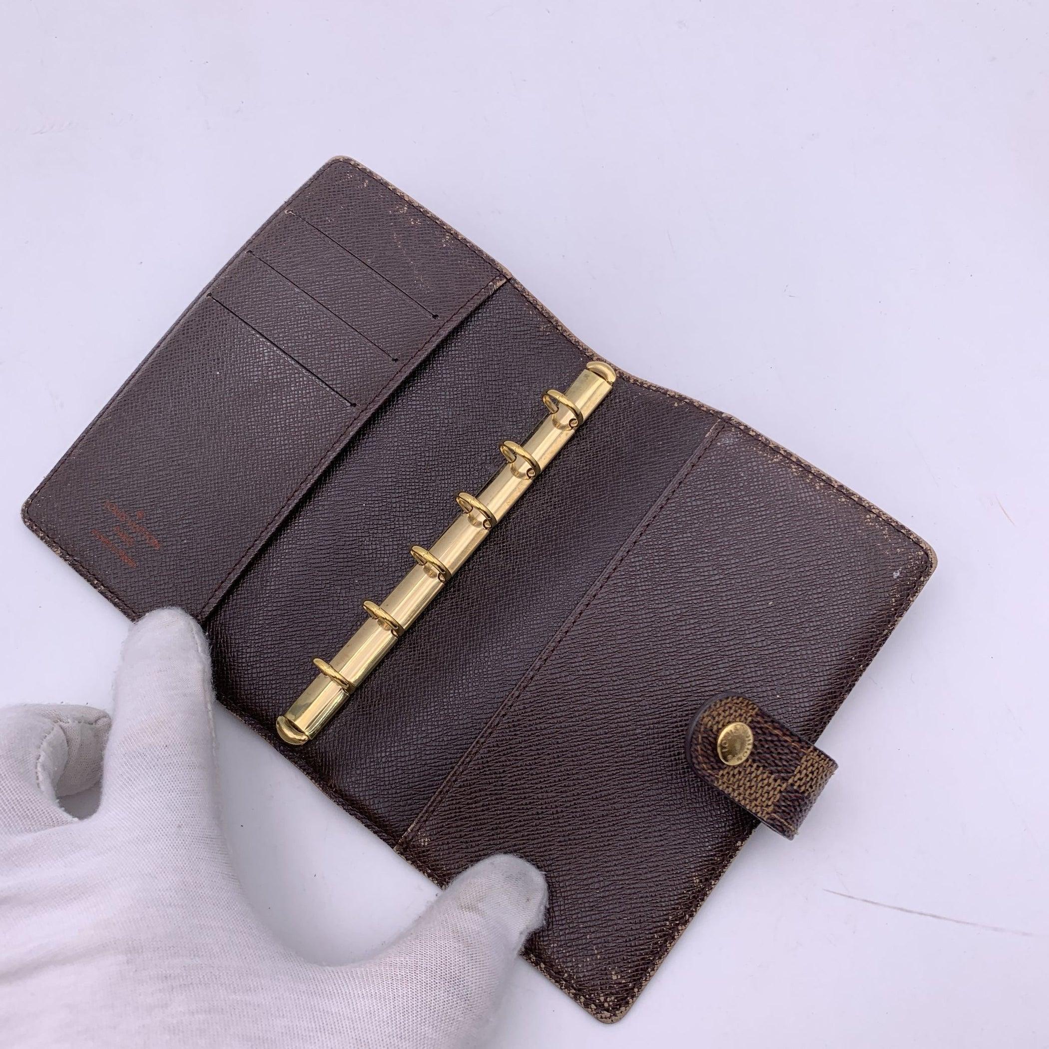 Louis Vuitton Vintage Damier Ebene Canvas 6 Ring Agenda Cover PM In Good Condition For Sale In Rome, Rome