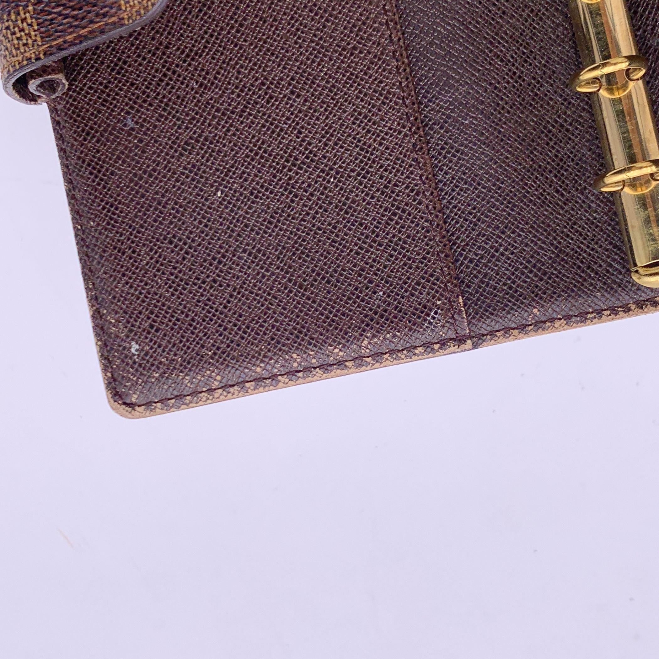 Women's Louis Vuitton Vintage Damier Ebene Canvas 6 Ring Agenda Cover PM For Sale