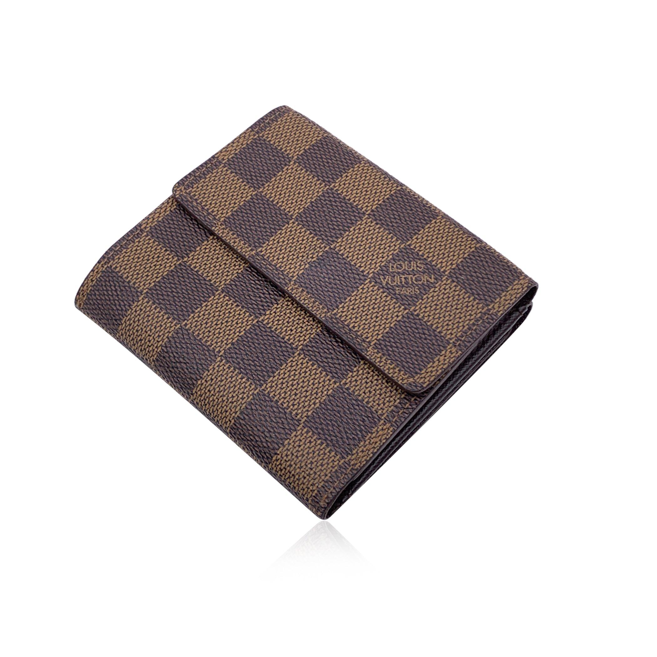 Brown Louis Vuitton Vintage Damier Ebene Canvas Elise Square Compact Wallet