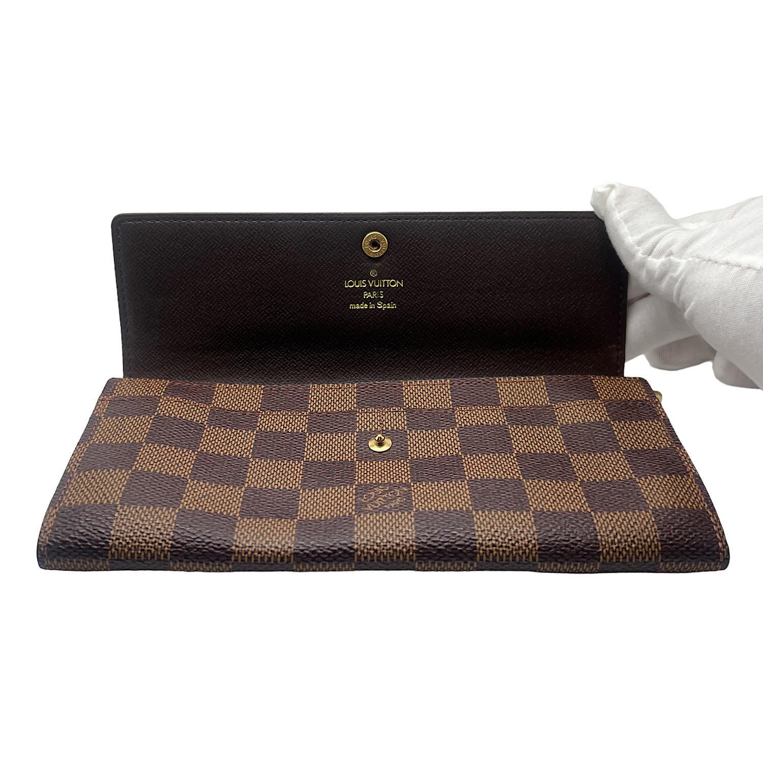 Louis Vuitton - Portefeuille Sarah vintage en toile damier ébène Unisexe en vente