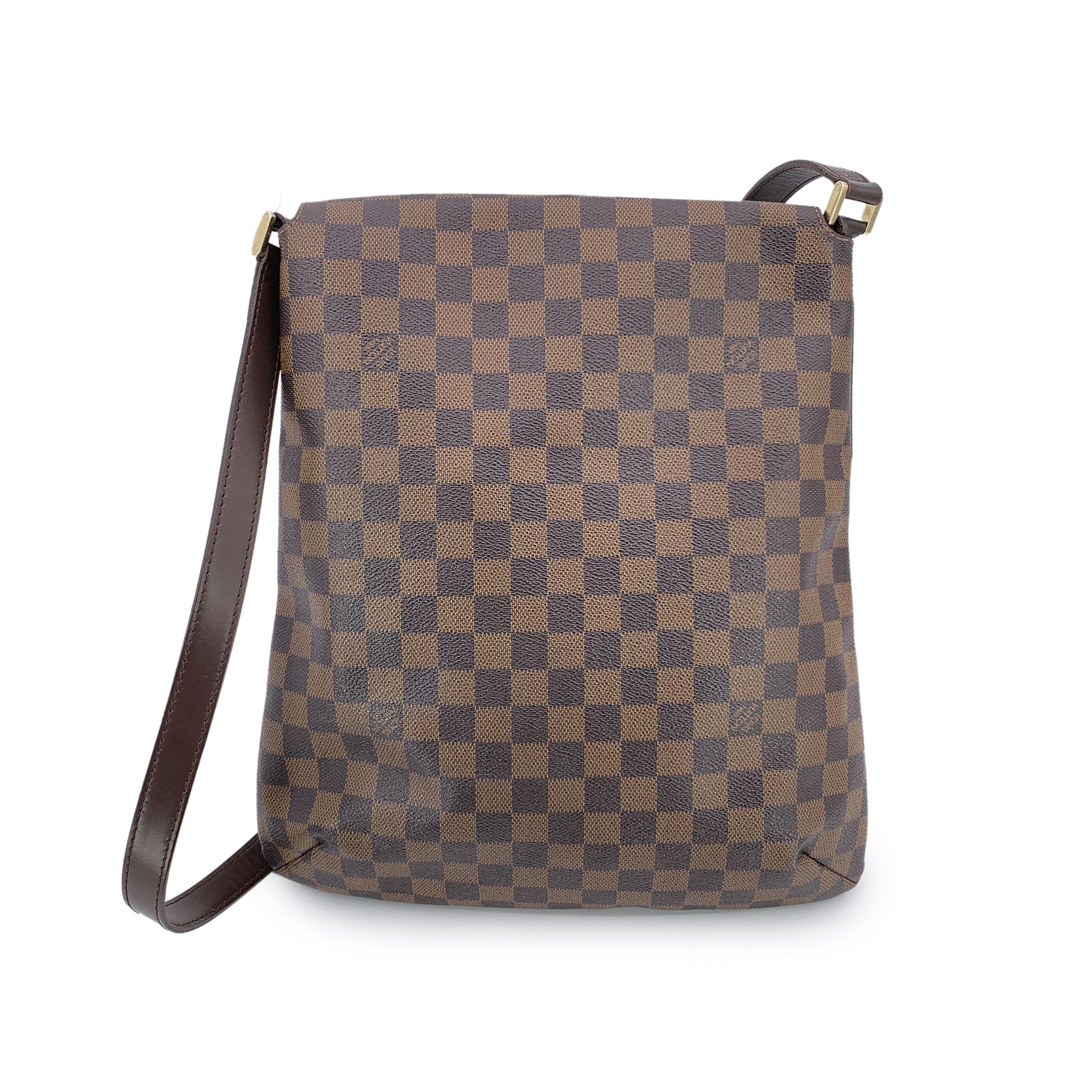 Gray Louis Vuitton Vintage Damier Ebene Musette Salsa GM Shoulder Bag