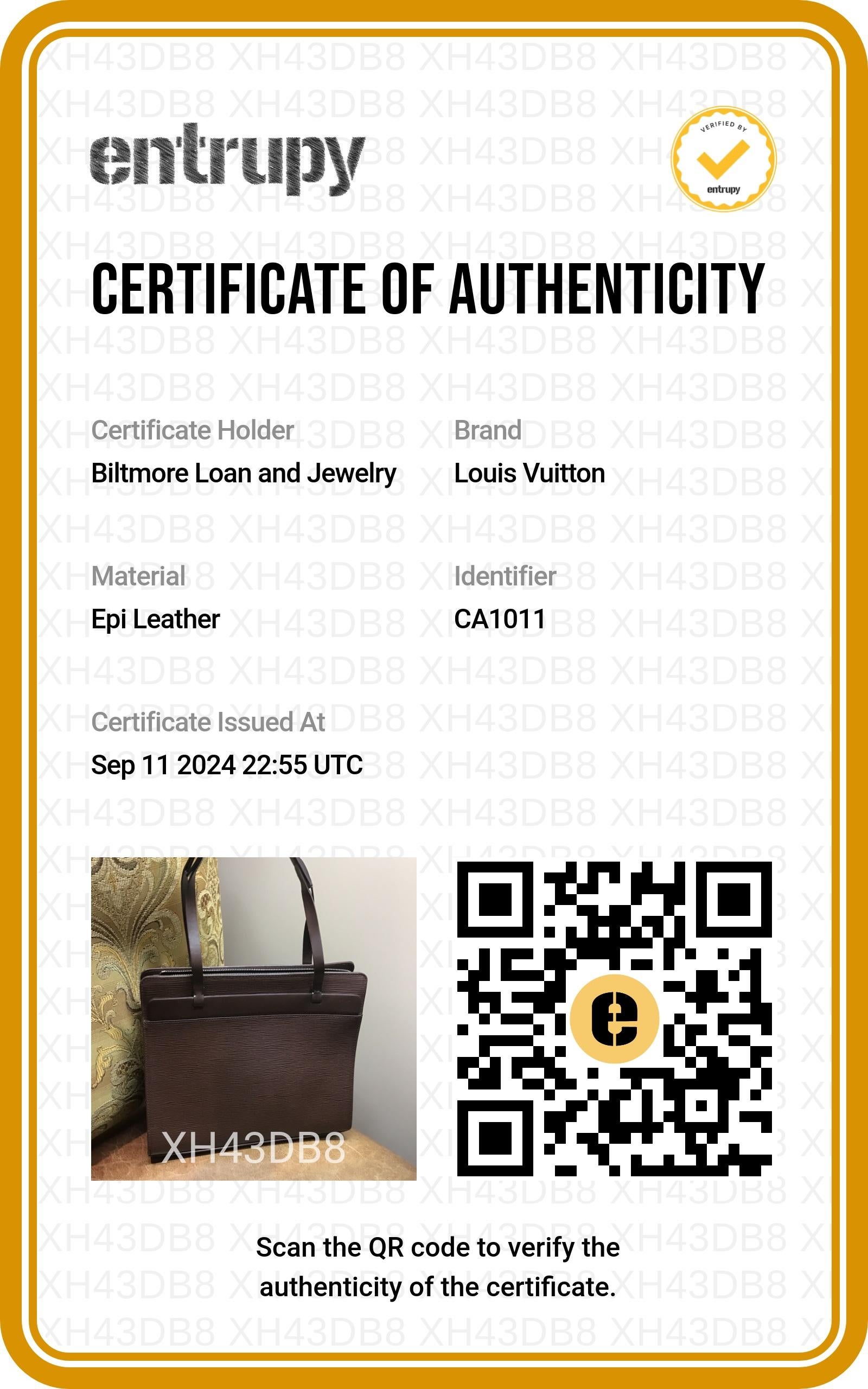 Louis Vuitton Vintage EPI Croisette PM Tote Moka For Sale 6