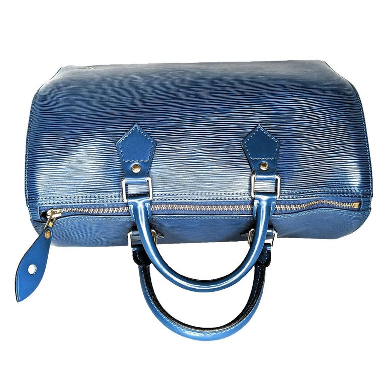 Louis Vuitton Vintage EPI Toledo Blue Speedy 30 Bag at 1stDibs