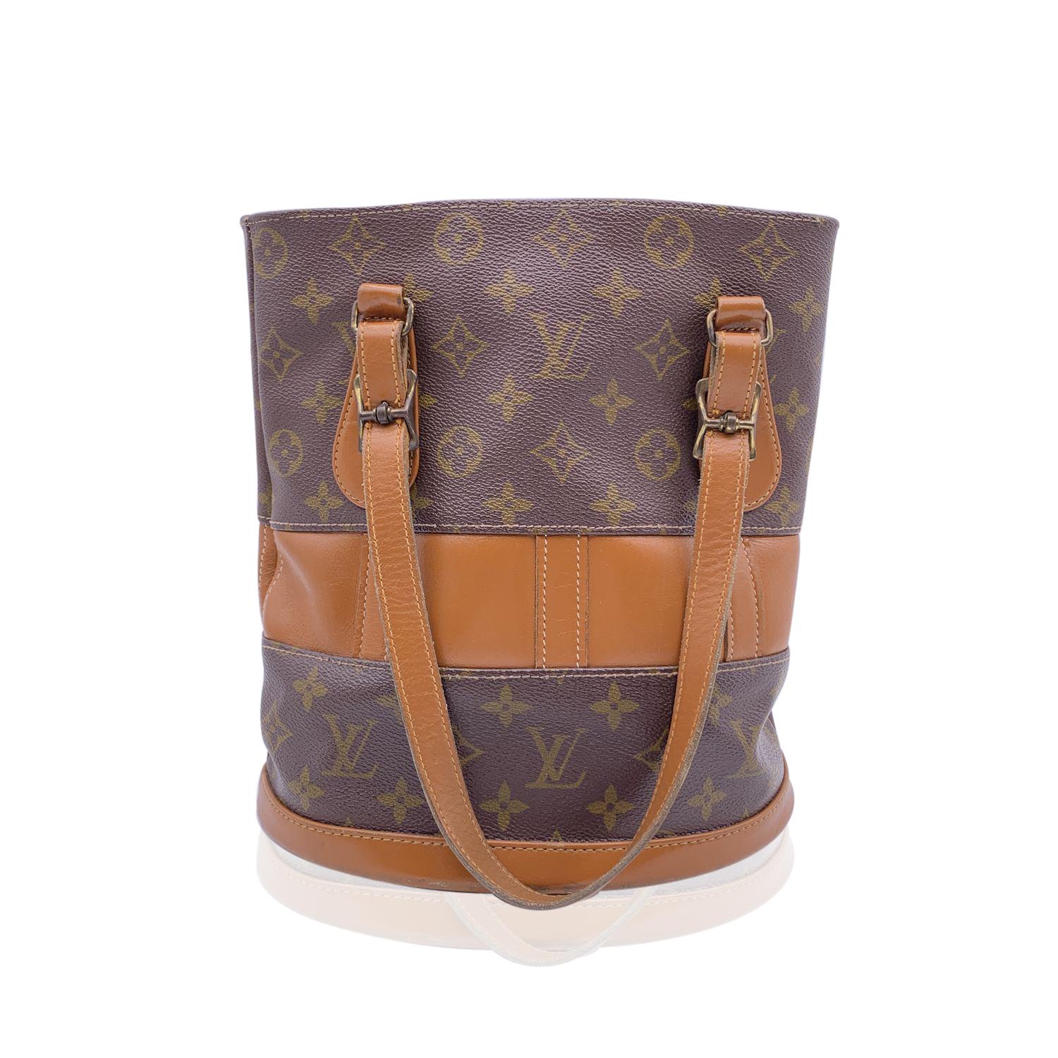 Brown Louis Vuitton Vintage French Co. Made in USA Monogram Small Bucket Bag