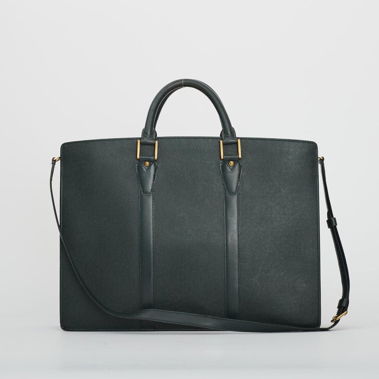 Louis+Vuitton+Losan+Briefcase+Green+Leather for sale online