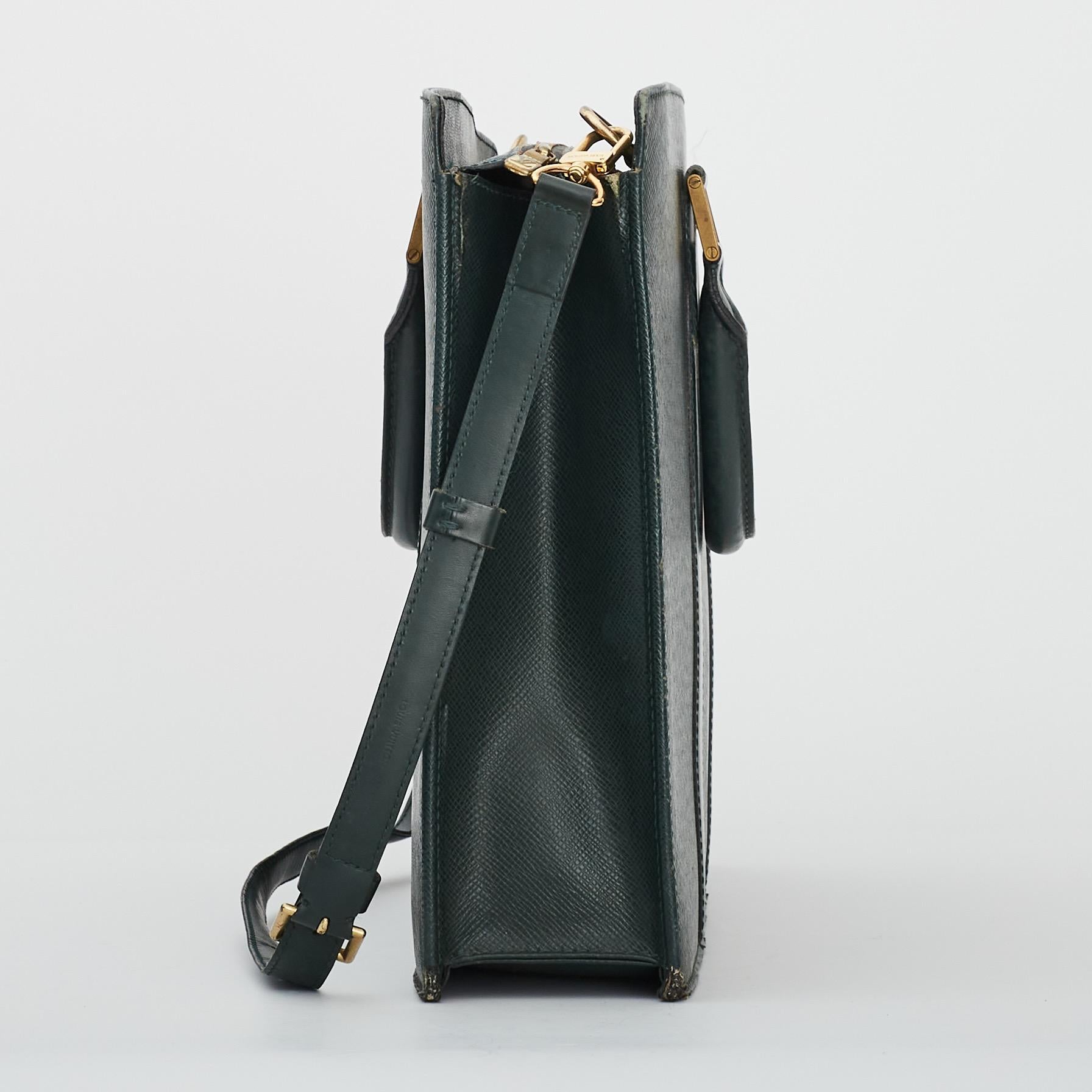 Black Louis Vuitton Vintage Green Epi Leather Taïga Lozan Briefcase (1995)