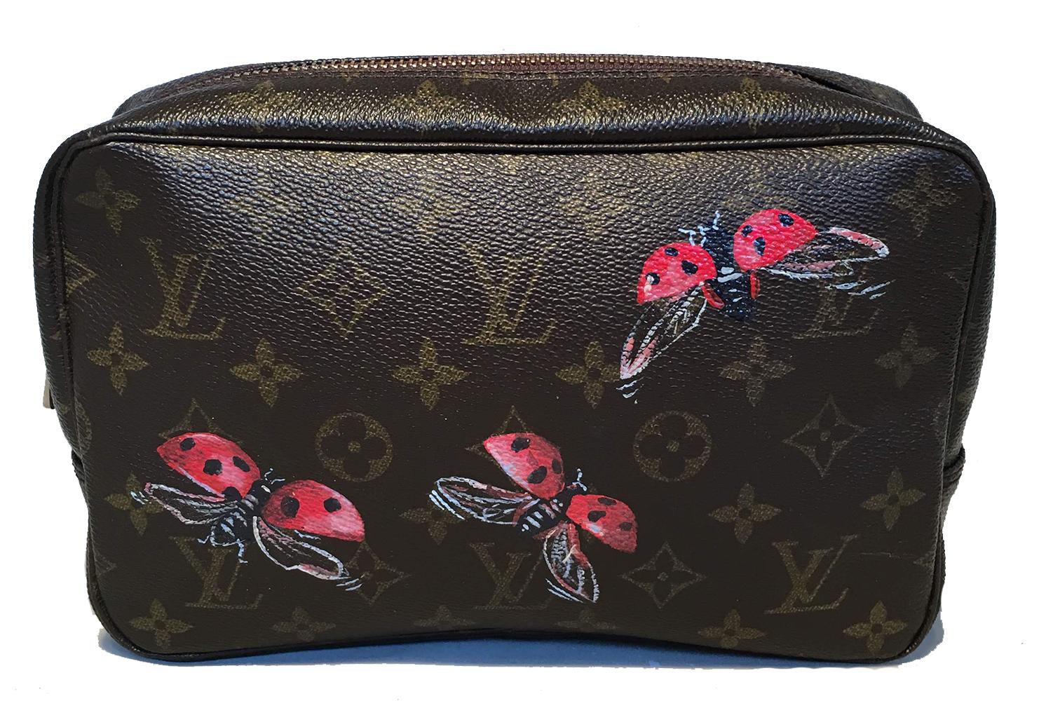Black Louis Vuitton Vintage Customized Hand Painted Ladybug Trousse Cosmetic Pouch