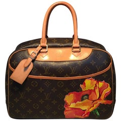 Louis Vuitton - Sac à main vintage personnalisé peint à la main:: fleur de pavot:: Deauville