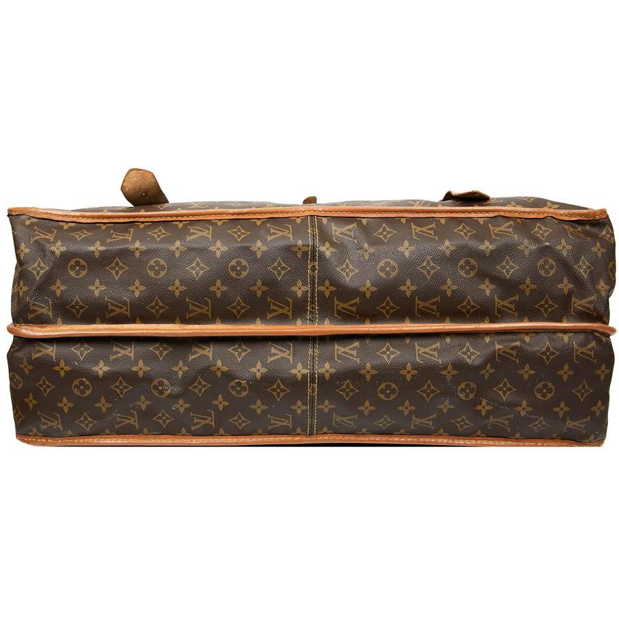 LOUIS VUITTON Vintage Hunting Travel Bag in Brown Toile and Leather In Good Condition In Paris, FR