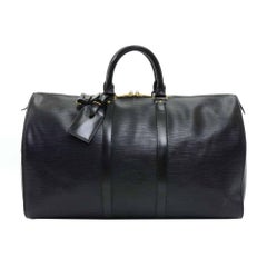 Louis Vuitton Vintage Keepall 45 Black Epi Leather Duffel Travel Bag