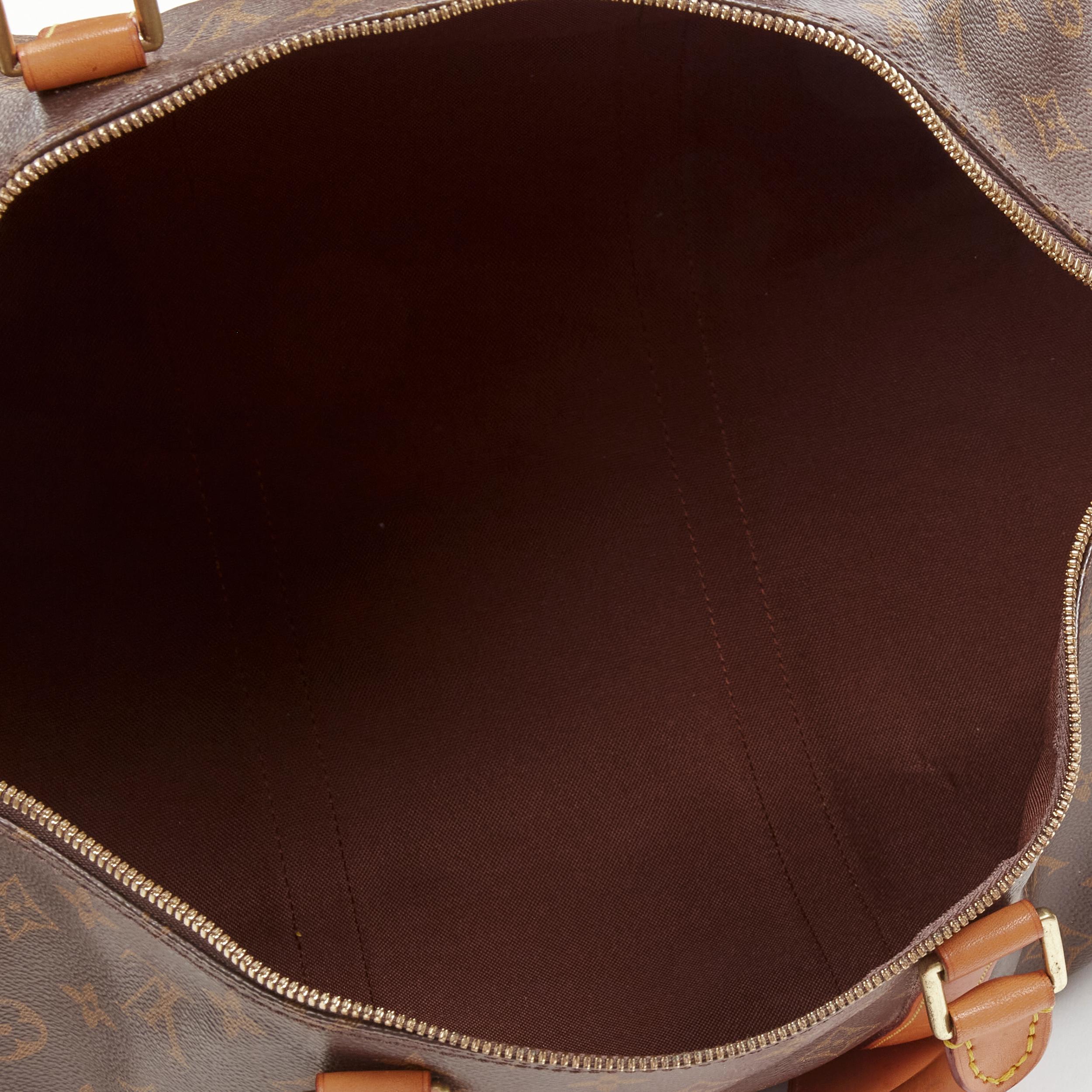 LOUIS VUITTON Vintage Keepall 45 brown monogram canvas leather trim carryall bag 6