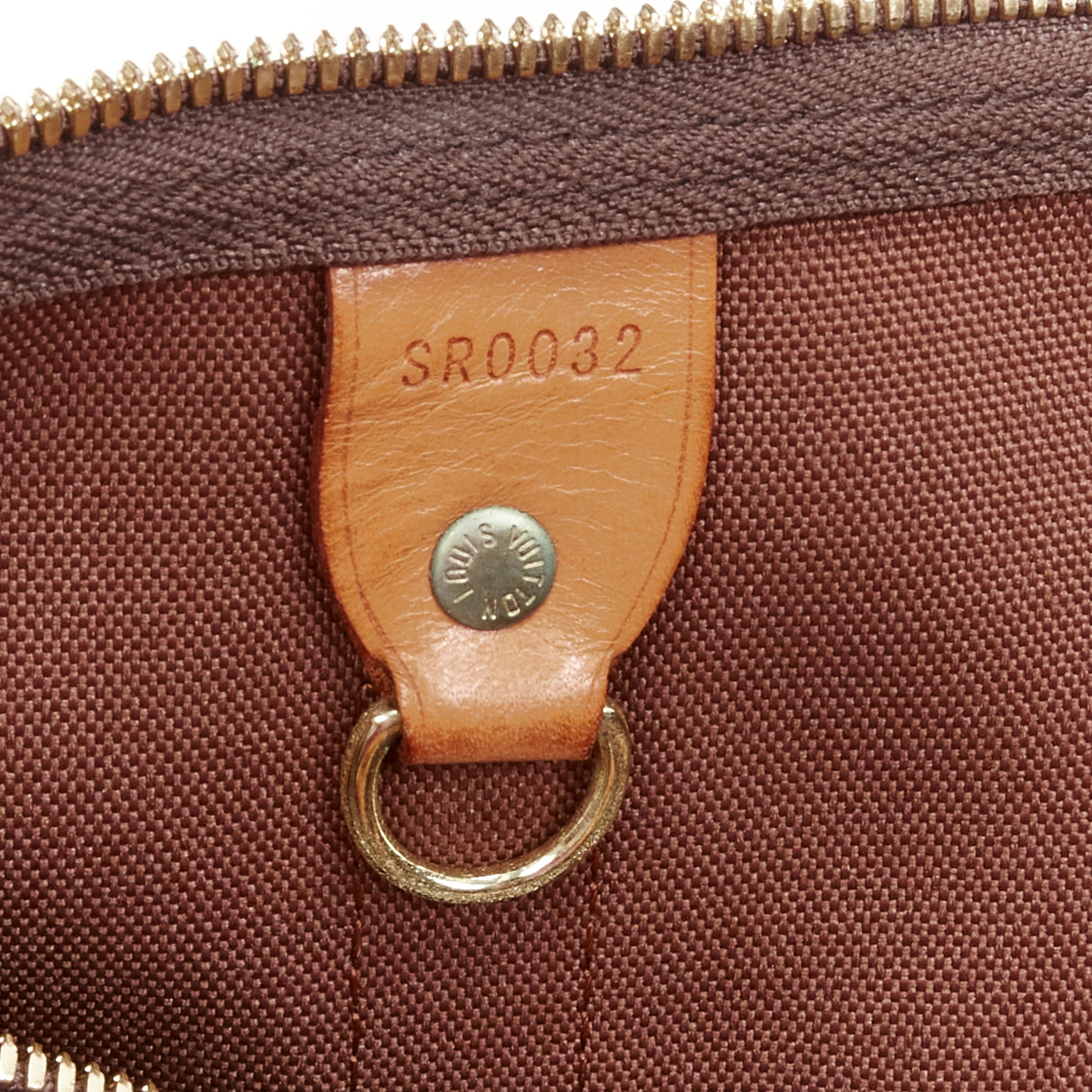 LOUIS VUITTON Vintage Keepall 45 brown monogram canvas leather trim carryall bag 3
