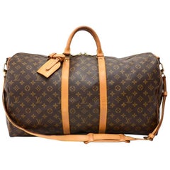 Louis Vuitton Vintage Keepall 55 Bandouliere Monogram Canvas Duffel Travel Bag Louis Vuitton Vintage Keepall 55 Bandouliere Monogram Canvas Duffel Travel Bag