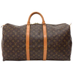 Louis Vuitton Vintage Keepall 55 Monogram Canvas Duffel Travel Bag