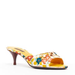 LOUIS VUITTON Vintage Logo-Blumenmotiv-Druck offener Zehenbereich Kittn Heel mule EU37