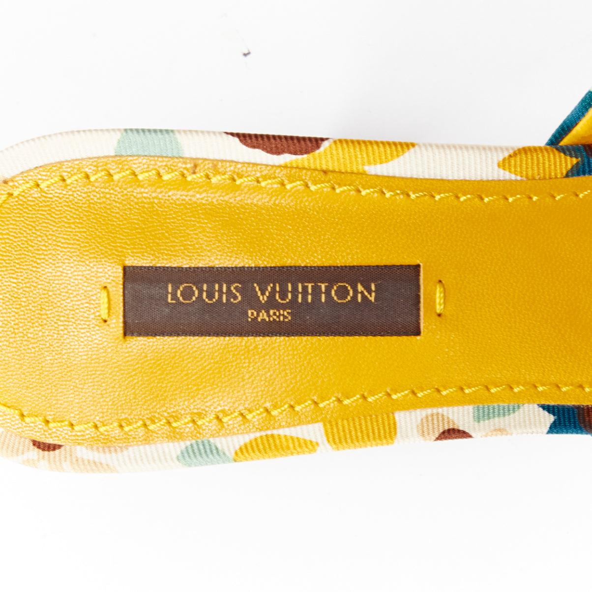 LOUIS VUITTON Vintage logo floral motif print open toe kittn heel mule EU37 For Sale 5