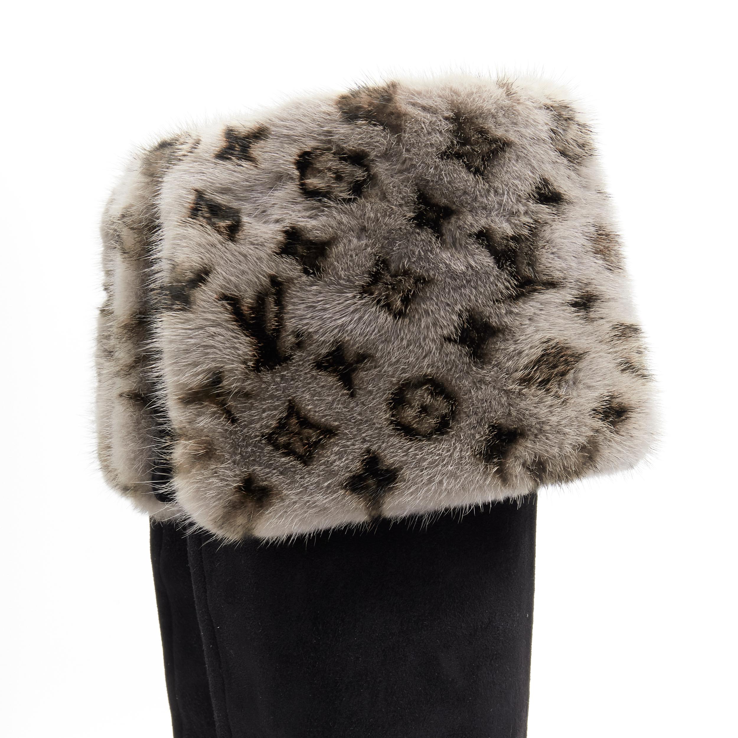 Louis Vuitton Monogrammed Mink Fur Slippers Eu 38-39 Uk 5-6 Us 8-9 at  1stDibs