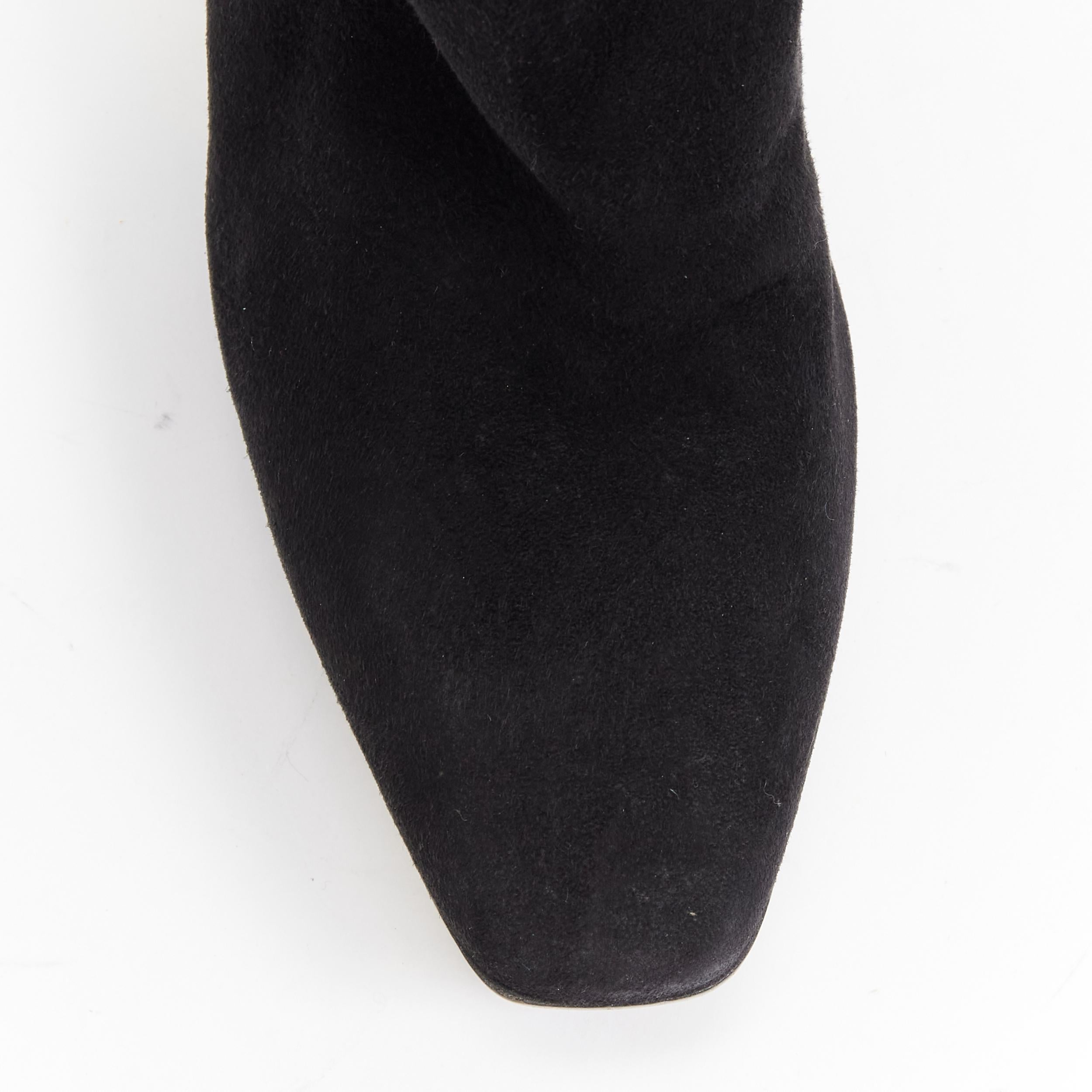 Women's LOUIS VUITTON Vintage LV monogram print mink fur black suede platform boots EU41