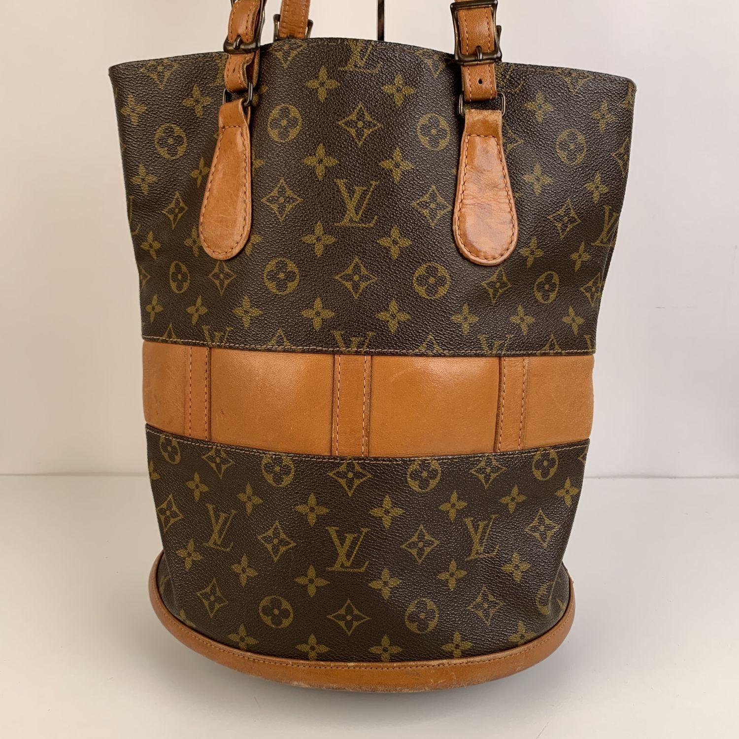 Brown Louis Vuitton Vintage Made in USA French Co. Monogram Large Bucket Bag