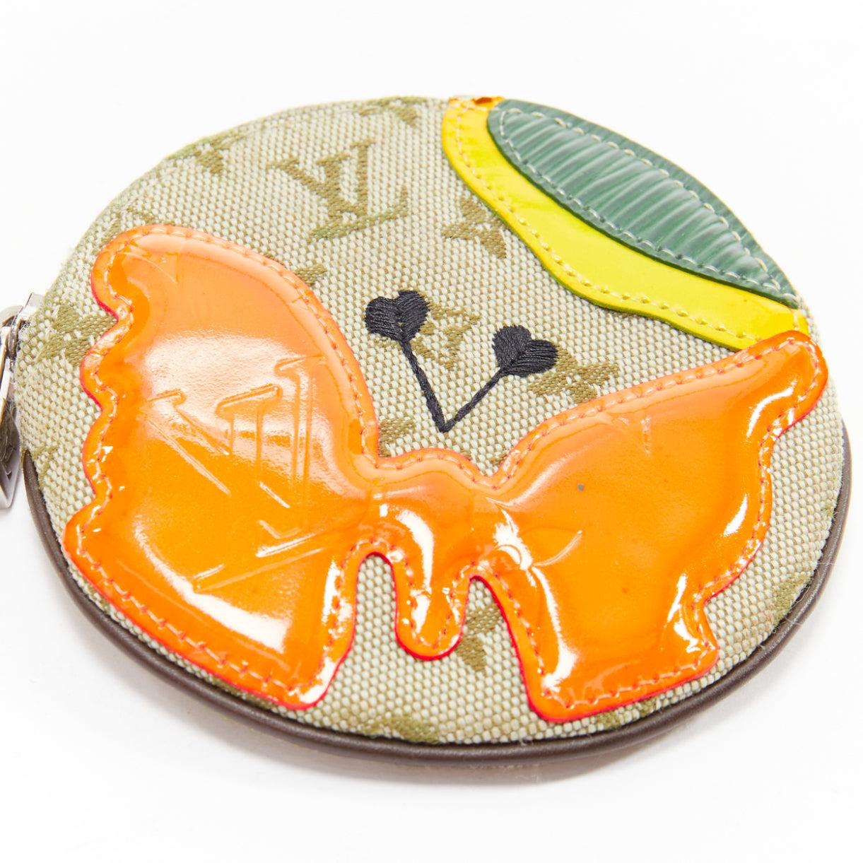 LOUIS VUITTON Vintage Mini Comte du Fees monogram orange butterfly coin bag In Fair Condition For Sale In Hong Kong, NT
