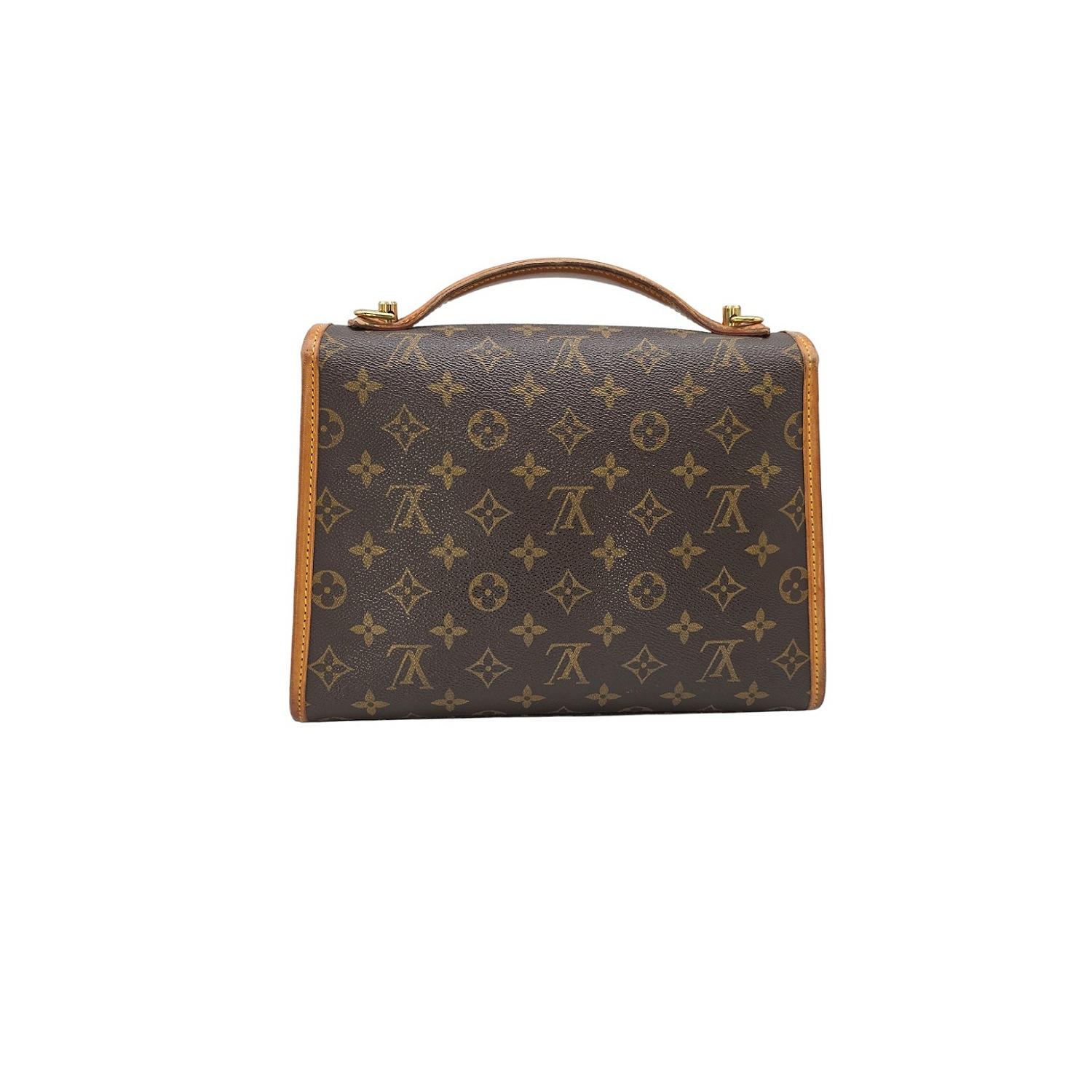 The Louis Vuitton Vintage Monogram Beverly Bel Aire PM Handbag is a timeless piece featuring the iconic LV Monogram coated canvas and sturdy Vachetta leather trim. With a versatile shoulder strap and top handle, this bag offers both style and