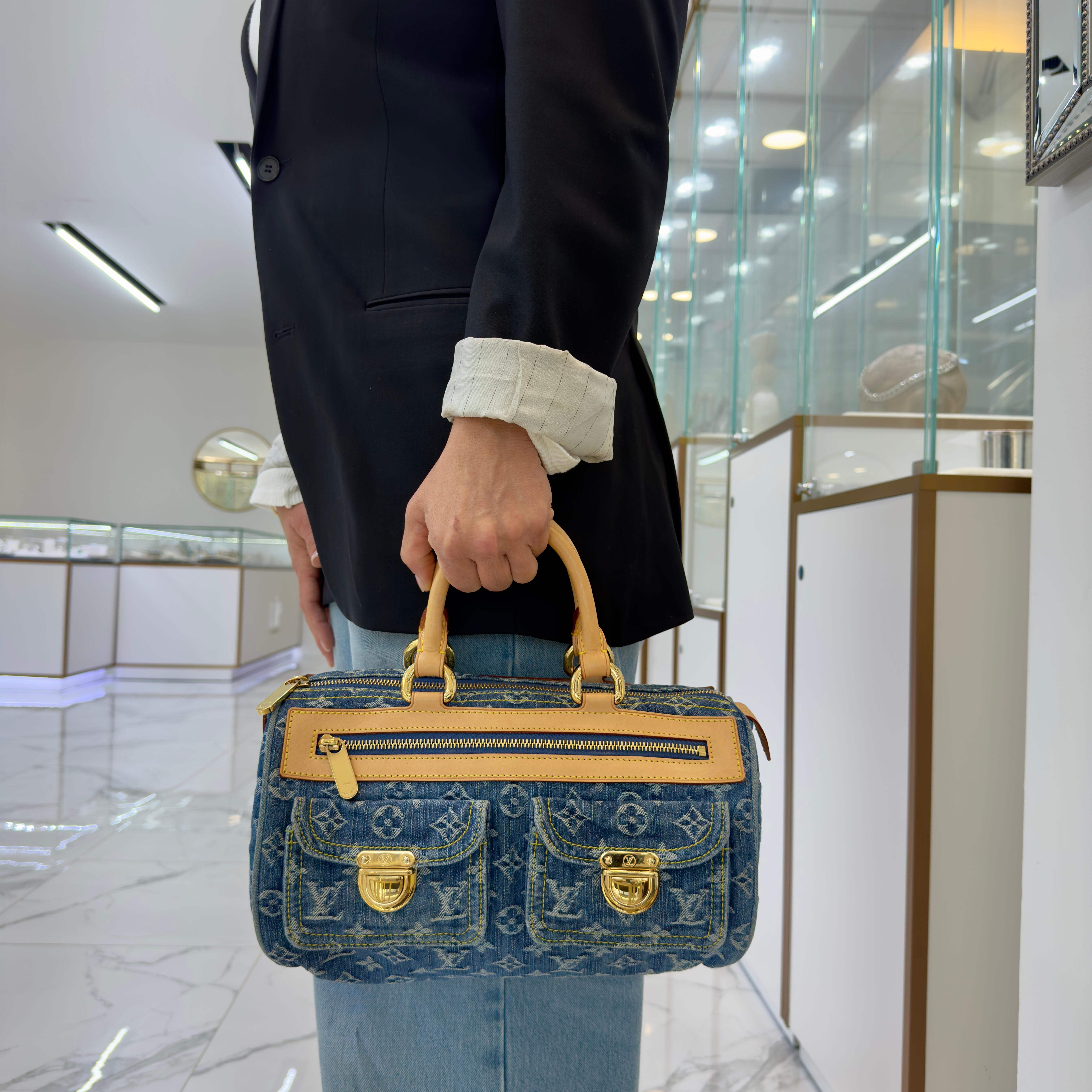 Black Louis Vuitton Vintage Monogram Blue Denim M95019 Neo Speedy Handbag